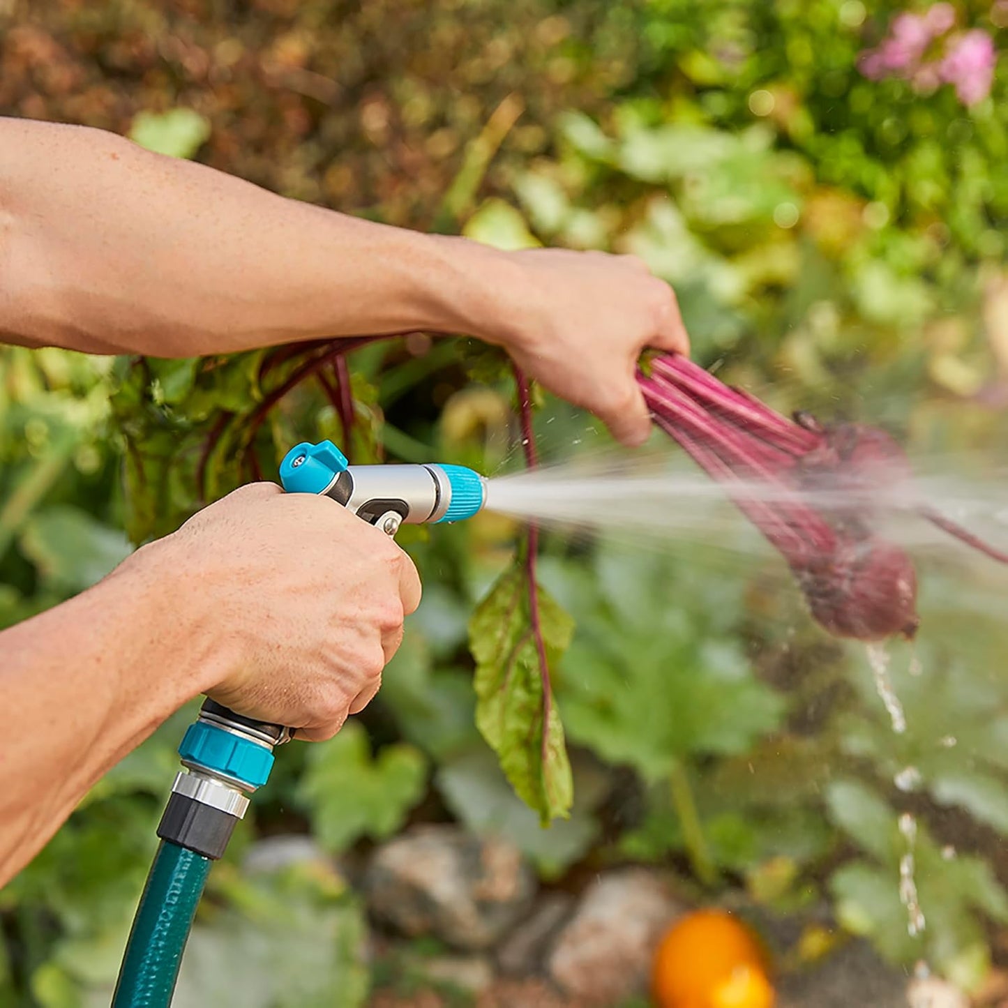 Heavy Duty Front Control Garden Hose Nozzle with Adjustable Spray Pattern, Water Hose Nozzle for Watering Garden or Lawn