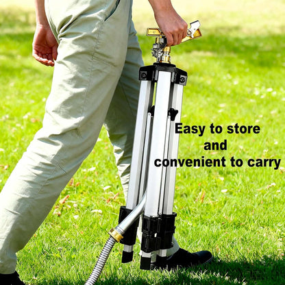 Sprinklers for Yard on Tripod, 2 Pack Heavy Duty 360 Degree Impact Lawn Sprinklers for Yard and Gardens, Adjustable Base with Sprinkler Head Nozzle and 3/4" NH Inlet Hose Connection
