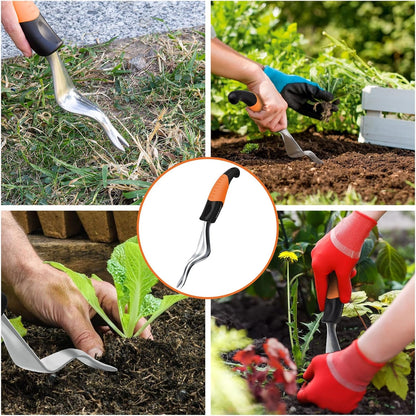 Hand Weeder Tool, Premium Weed Puller Tool for Garden, Gardening Hand Tool with Ergonomic Handle (Orange)