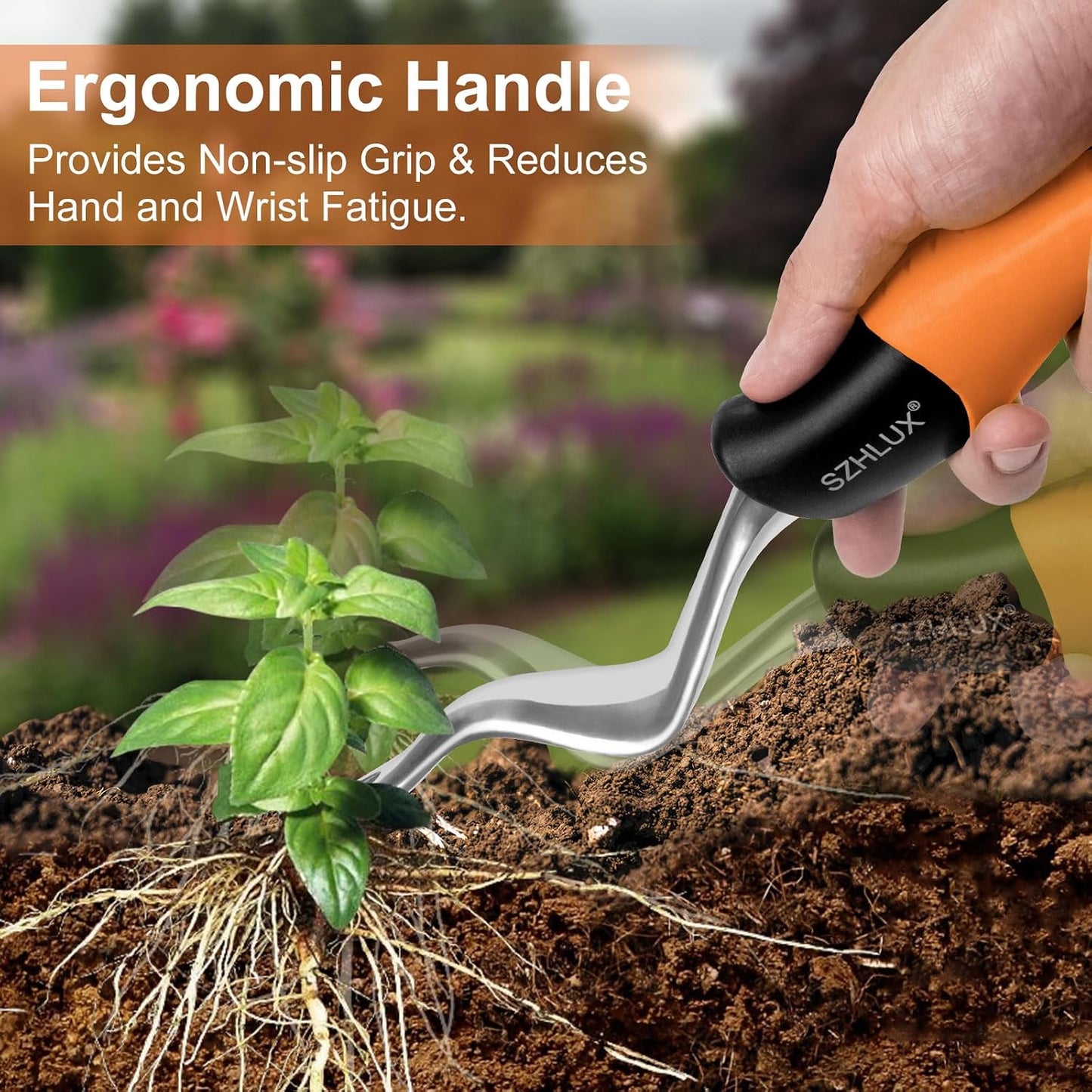 Hand Weeder Tool, Premium Weed Puller Tool for Garden, Gardening Hand Tool with Ergonomic Handle (Orange)