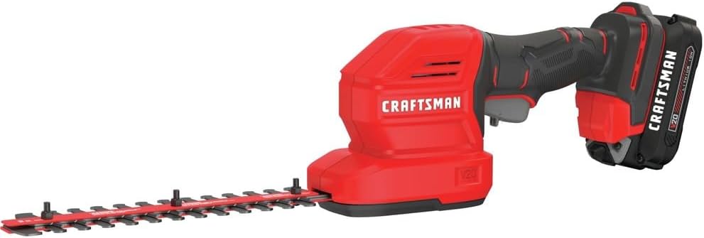 CRAFTSMAN CMCSS800C1R V20 2-in-1 Lithium-Ion Cordless 8 in. Hedge Trimmer and 4 in. Grass Shear Kit (1.5 Ah) (Renewed)