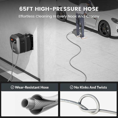 Grandfalls Retractable Wall Mount Pressure Washer G20, 65FT