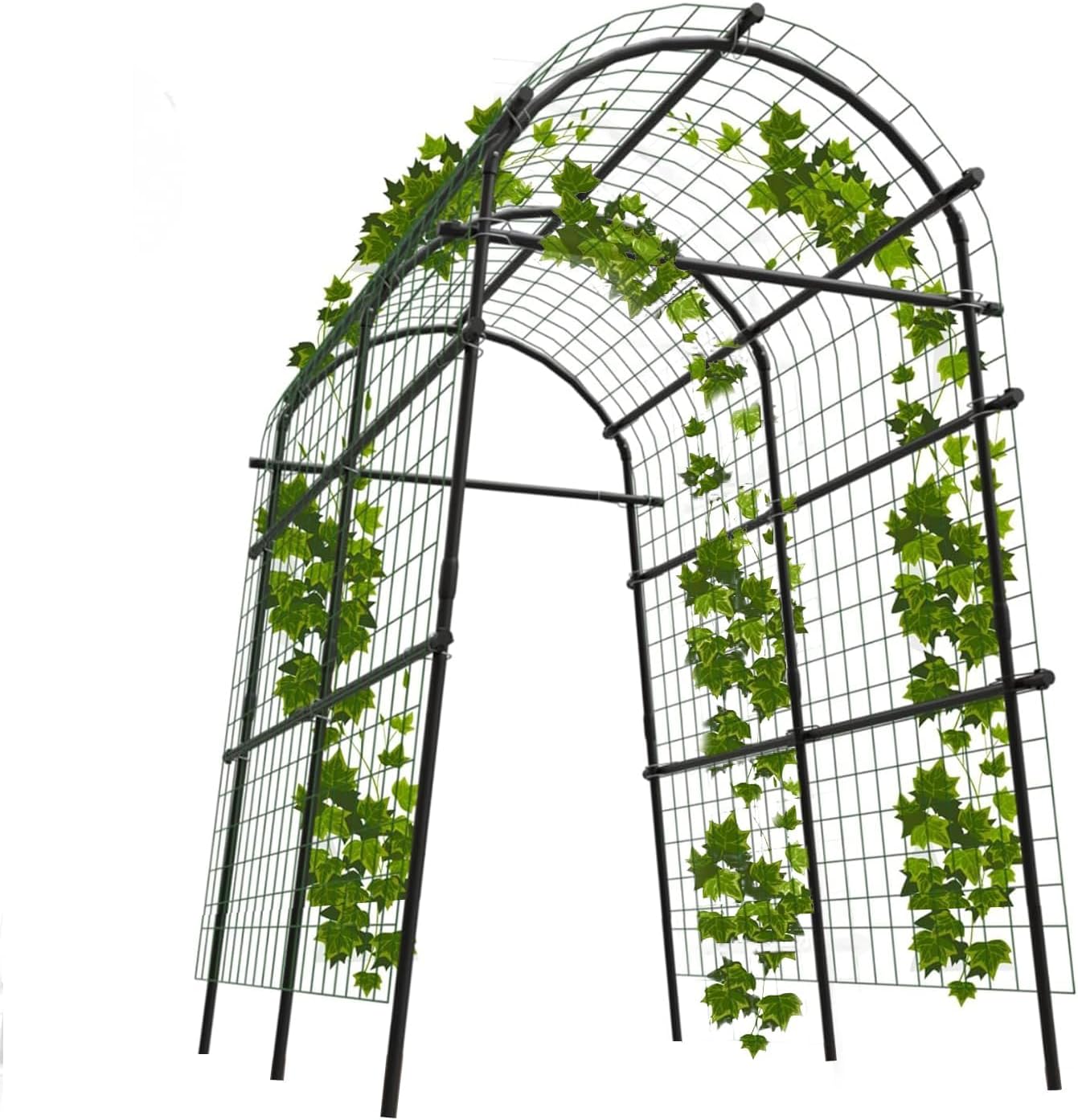 7.5FT Metal Garden Arch Trellis Arbor with Netting, Adjustable Width Pergola for Climbing Plants, Flowers, and Vegetables, Weather-Resistant, Easy Assembly for Outdoor Weddings & Events