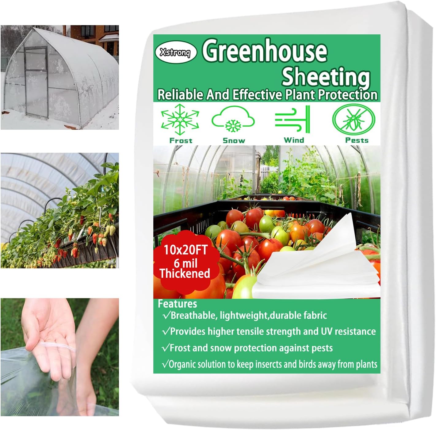 8x26 FT Greenhouse Plastic Sheeting, 6 Mil Clear Poly Film Cover