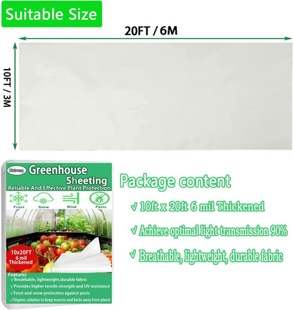 8x26 FT Greenhouse Plastic Sheeting, 6 Mil Clear Poly Film Cover