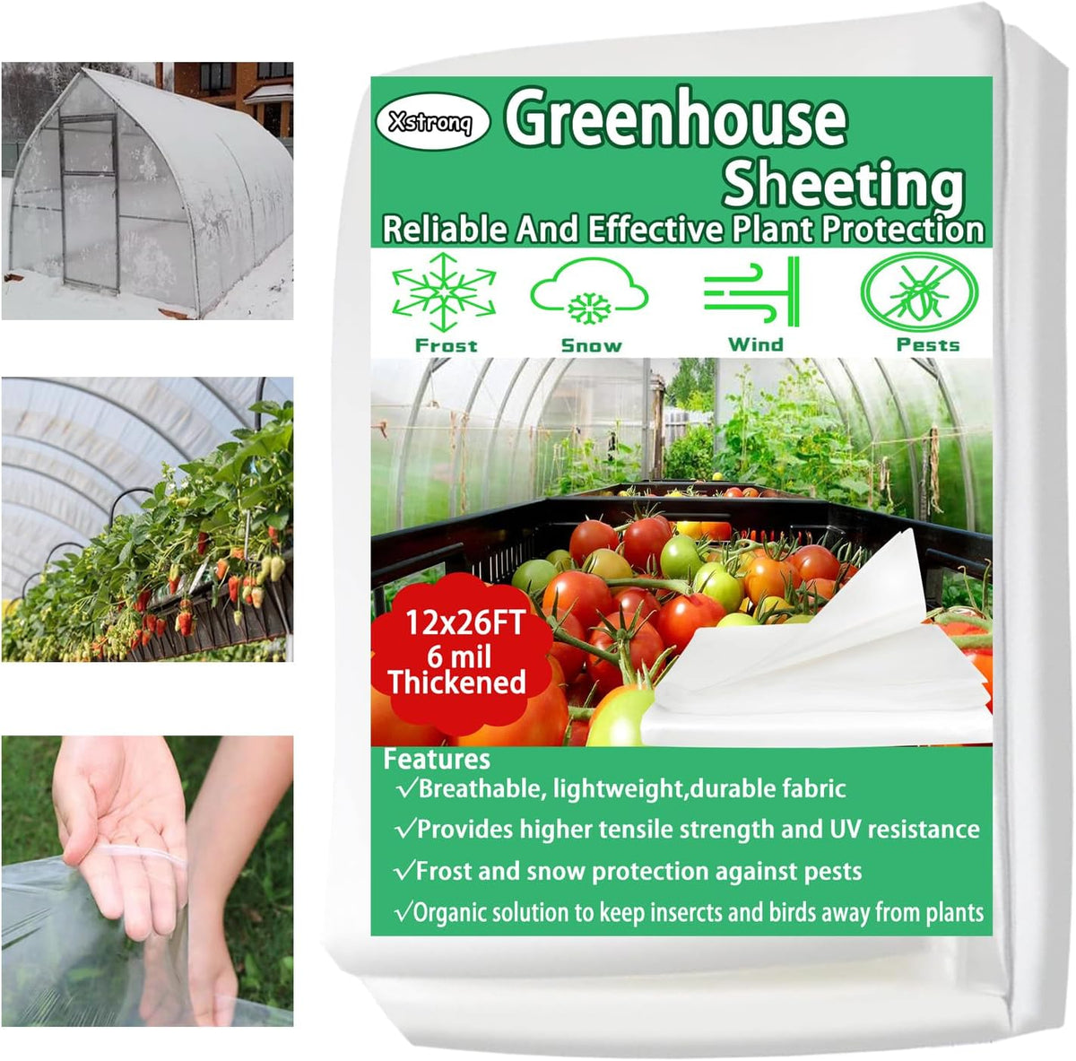 8x26 FT Greenhouse Plastic Sheeting, 6 Mil Clear Poly Film Cover