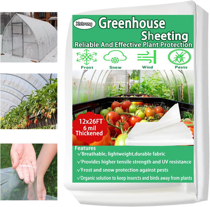 8x26 FT Greenhouse Plastic Sheeting, 6 Mil Clear Poly Film Cover