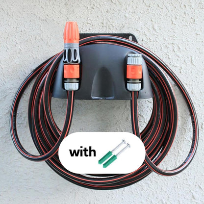 Garden Hose Reel Wall Mount Holder for Yard Organization - Premium Plastic Water Hose Holder, Small Setup for Garage, Holds 65' Feet Hose, Outside Storage with Pipe Hook Support, Under $30