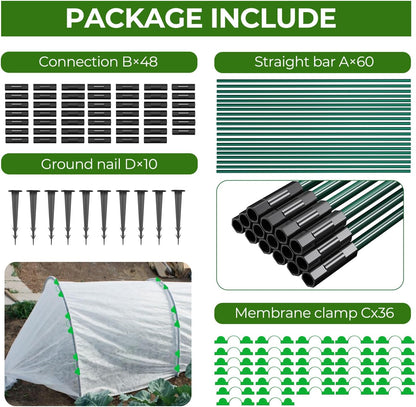 60 Pcs Garden Hoops for Raised Beds, 12 Sets of 8.5 FT Long Garden Hoops, Rust-Free Fiberglass Greenhouse Hoops Grow Tunnel for Netting, DIY Plant Support Garden Stakes for Row Cover