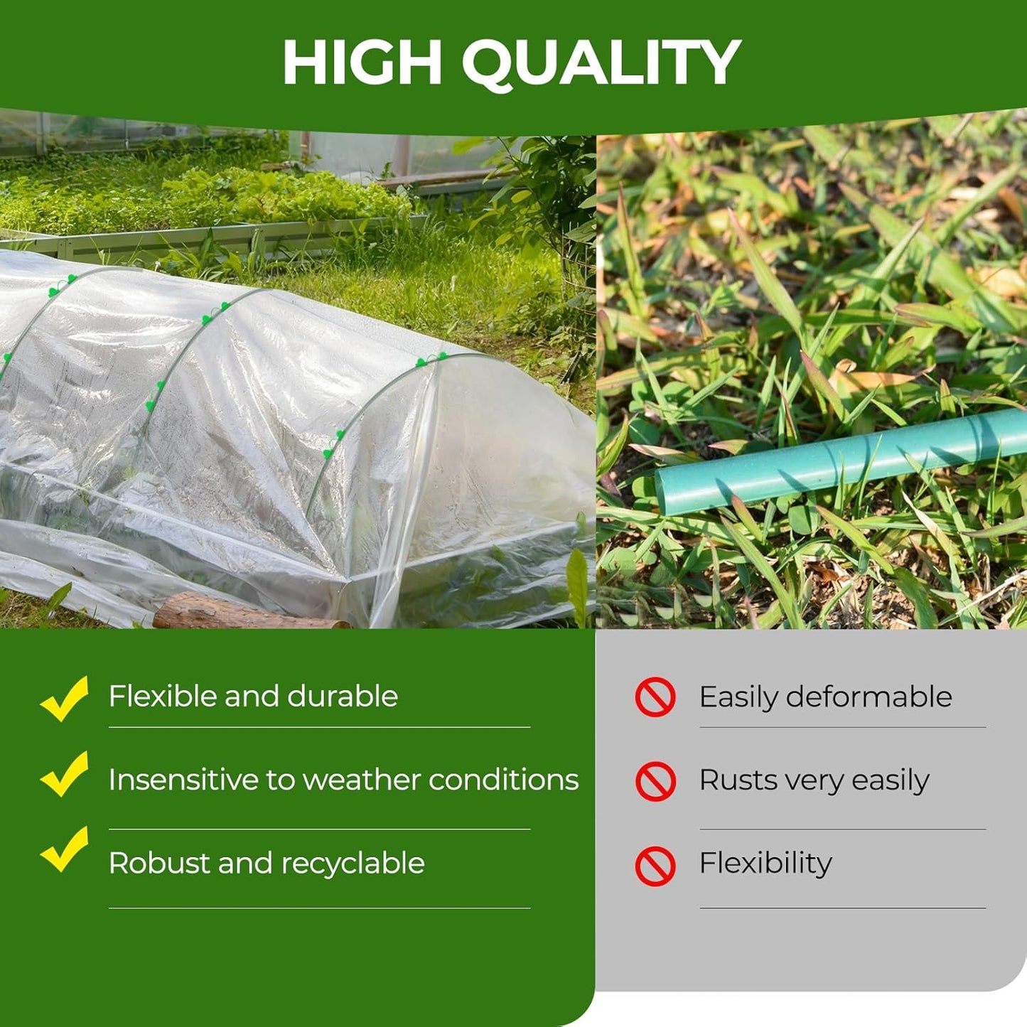 60 Pcs Garden Hoops for Raised Beds, 12 Sets of 8.5 FT Long Garden Hoops, Rust-Free Fiberglass Greenhouse Hoops Grow Tunnel for Netting, DIY Plant Support Garden Stakes for Row Cover