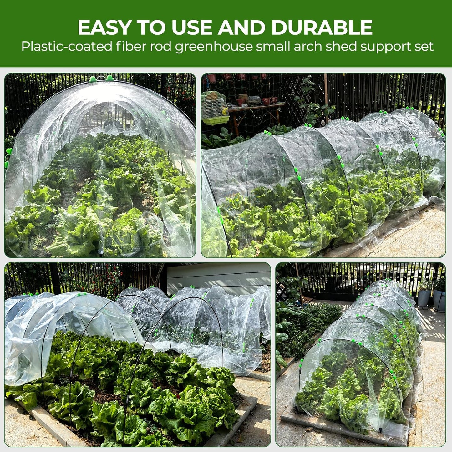 60 Pcs Garden Hoops for Raised Beds, 12 Sets of 8.5 FT Long Garden Hoops, Rust-Free Fiberglass Greenhouse Hoops Grow Tunnel for Netting, DIY Plant Support Garden Stakes for Row Cover