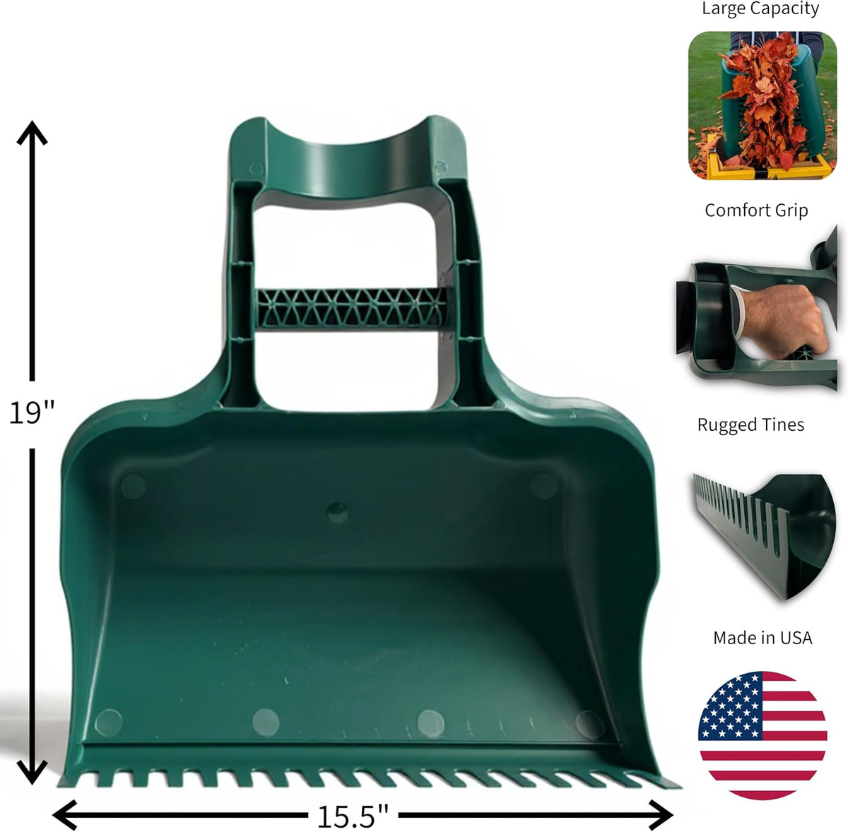 Leaf Scoop Hand Rakes for Yard Cleanup & Maintenance | Made in USA | Comfort Grip | 1-Pair (2 Pieces) | Leaf Cleanup Made Easy | Easy to Store