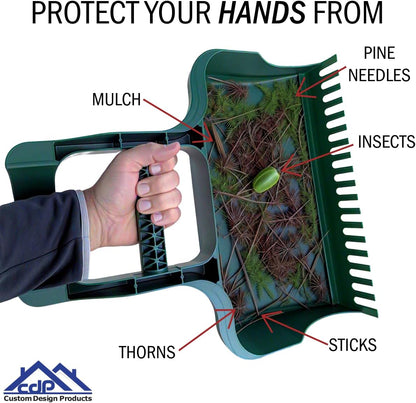 Leaf Scoop Hand Rakes for Yard Cleanup & Maintenance | Made in USA | Comfort Grip | 1-Pair (2 Pieces) | Leaf Cleanup Made Easy | Easy to Store