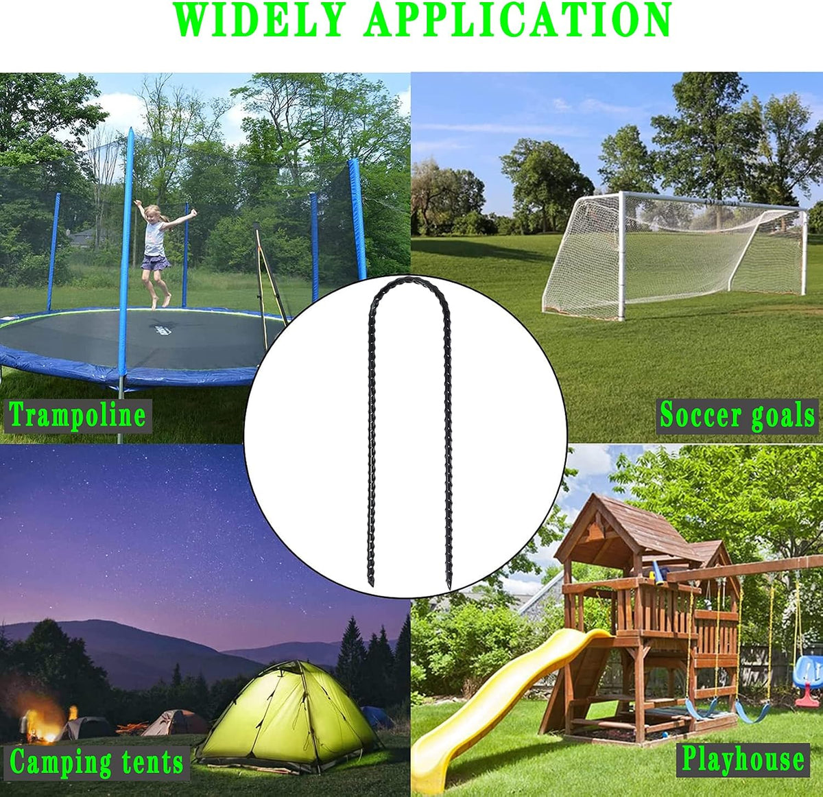 10 Inch Coated Rebar Trampoline Wind Stake Set of 12 Metal Anchors