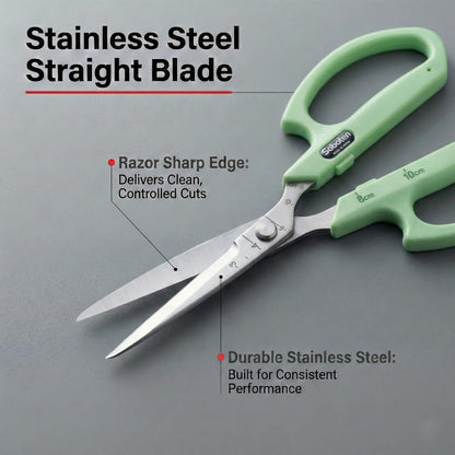 Saboten Fluorine Coated Angled Blade Trimming Scissors Green PT-2 160mm Precision Gardening Bonsai and Floral Shears Made in Japan