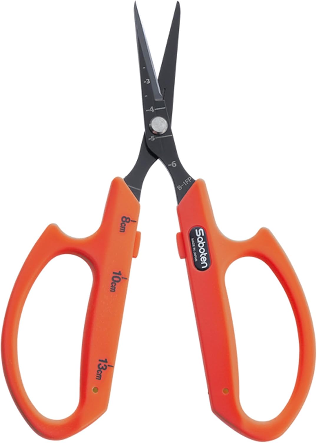 Saboten Fluorine Coated Angled Blade Trimming Scissors Green PT-2 160mm Precision Gardening Bonsai and Floral Shears Made in Japan