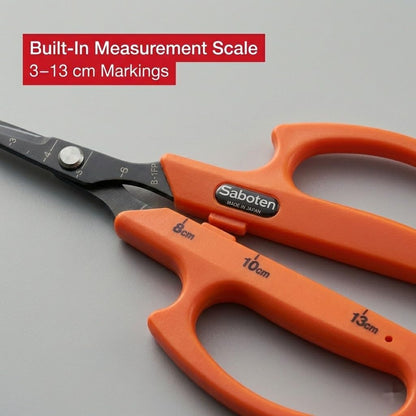 Saboten Fluorine Coated Angled Blade Trimming Scissors Green PT-2 160mm Precision Gardening Bonsai and Floral Shears Made in Japan