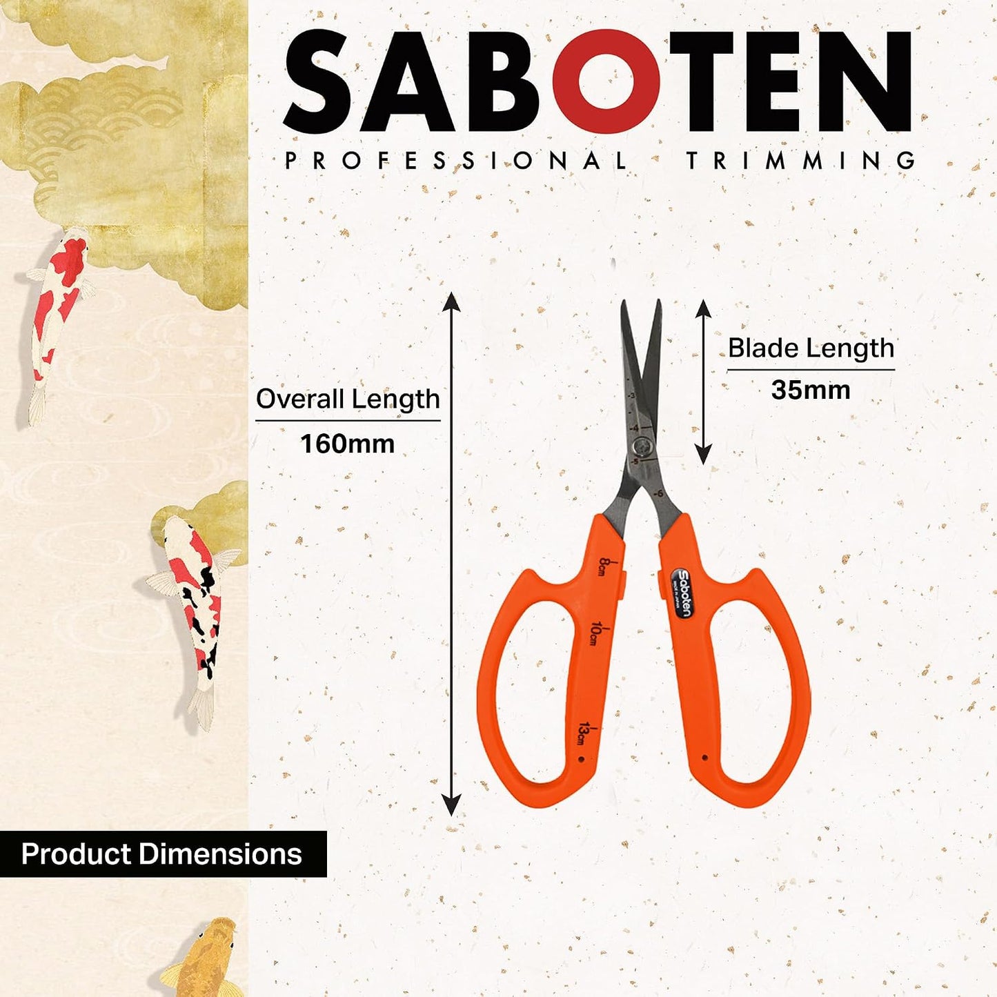 Saboten Fluorine Coated Angled Blade Trimming Scissors Green PT-2 160mm Precision Gardening Bonsai and Floral Shears Made in Japan