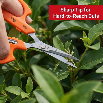 Saboten Fluorine Coated Angled Blade Trimming Scissors Green PT-2 160mm Precision Gardening Bonsai and Floral Shears Made in Japan