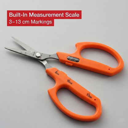 Saboten Fluorine Coated Angled Blade Trimming Scissors Green PT-2 160mm Precision Gardening Bonsai and Floral Shears Made in Japan