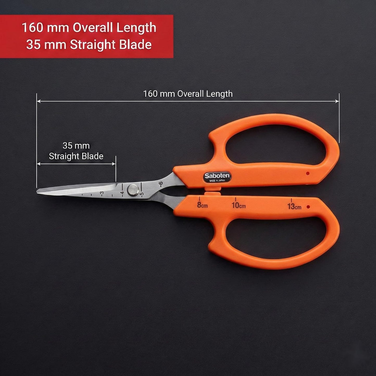 Saboten Fluorine Coated Angled Blade Trimming Scissors Green PT-2 160mm Precision Gardening Bonsai and Floral Shears Made in Japan