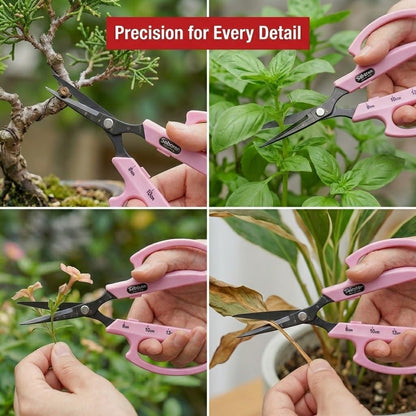 Saboten Fluorine Coated Angled Blade Trimming Scissors Green PT-2 160mm Precision Gardening Bonsai and Floral Shears Made in Japan