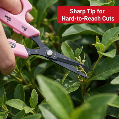 Saboten Fluorine Coated Angled Blade Trimming Scissors Green PT-2 160mm Precision Gardening Bonsai and Floral Shears Made in Japan
