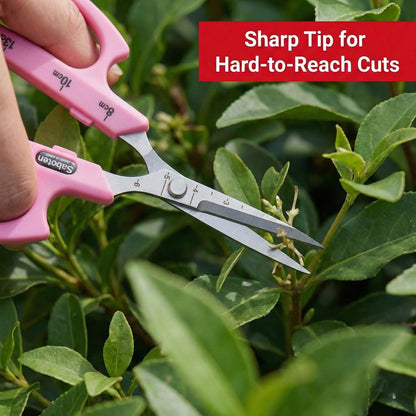 Saboten Fluorine Coated Angled Blade Trimming Scissors Green PT-2 160mm Precision Gardening Bonsai and Floral Shears Made in Japan