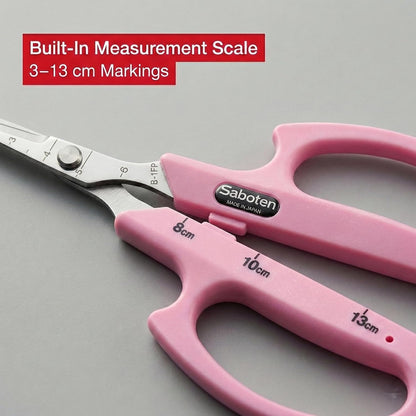 Saboten Fluorine Coated Angled Blade Trimming Scissors Green PT-2 160mm Precision Gardening Bonsai and Floral Shears Made in Japan