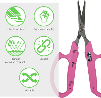 Saboten Fluorine Coated Angled Blade Trimming Scissors Green PT-2 160mm Precision Gardening Bonsai and Floral Shears Made in Japan