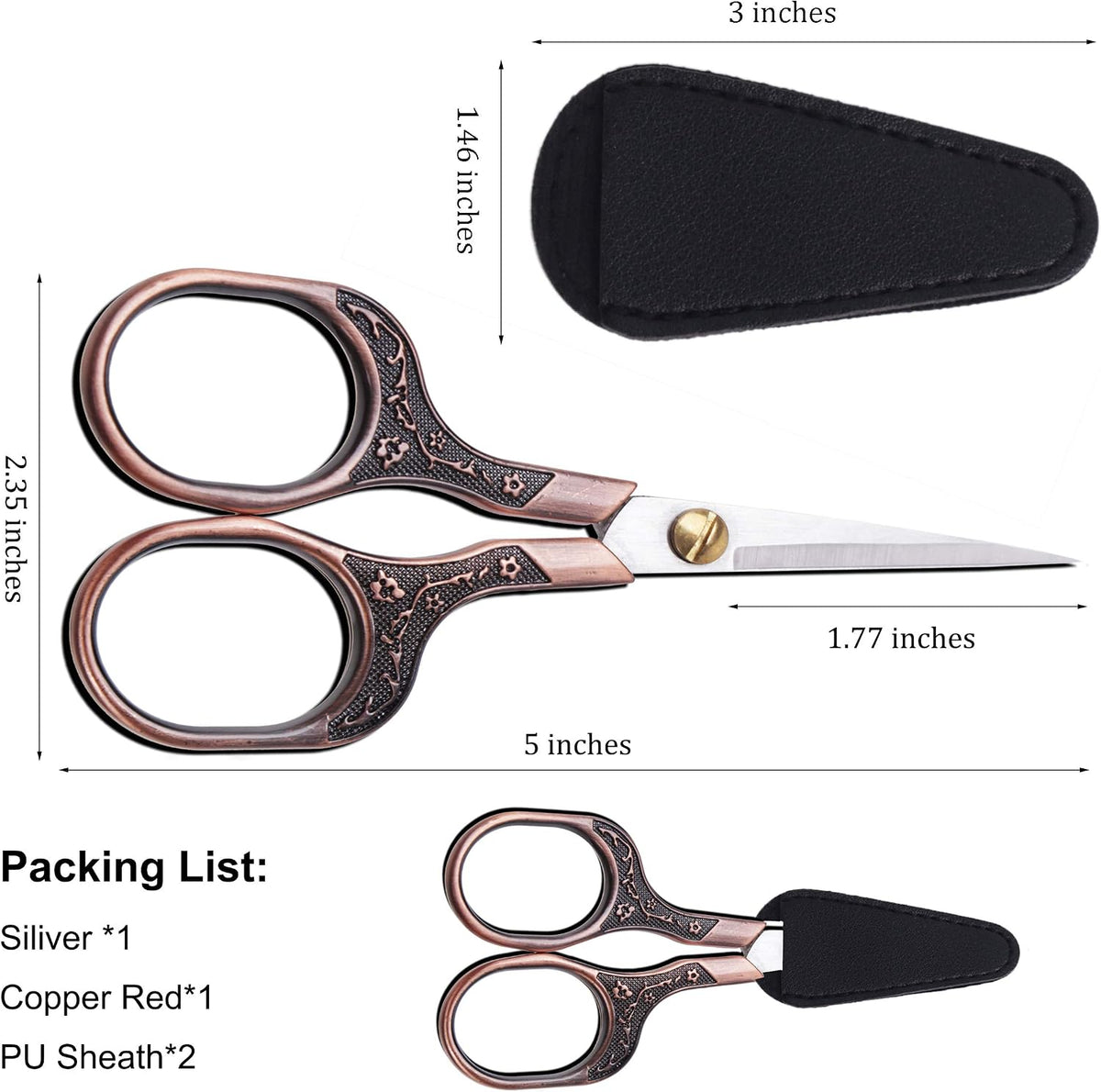 Small Sharp Scissors, 5 Inch Embroidery Hair Trimming Scissors