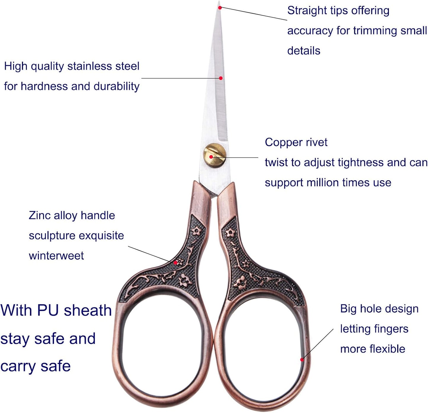 Small Sharp Scissors, 5 Inch Embroidery Hair Trimming Scissors