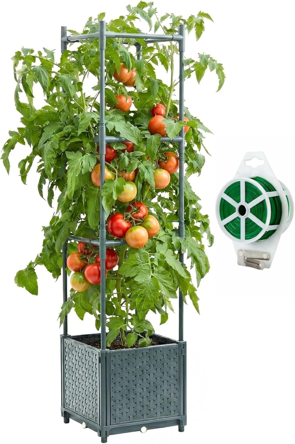 Tomato Planter Box with Trellis 41.3", Tomato Garden Bed with Planters Cage