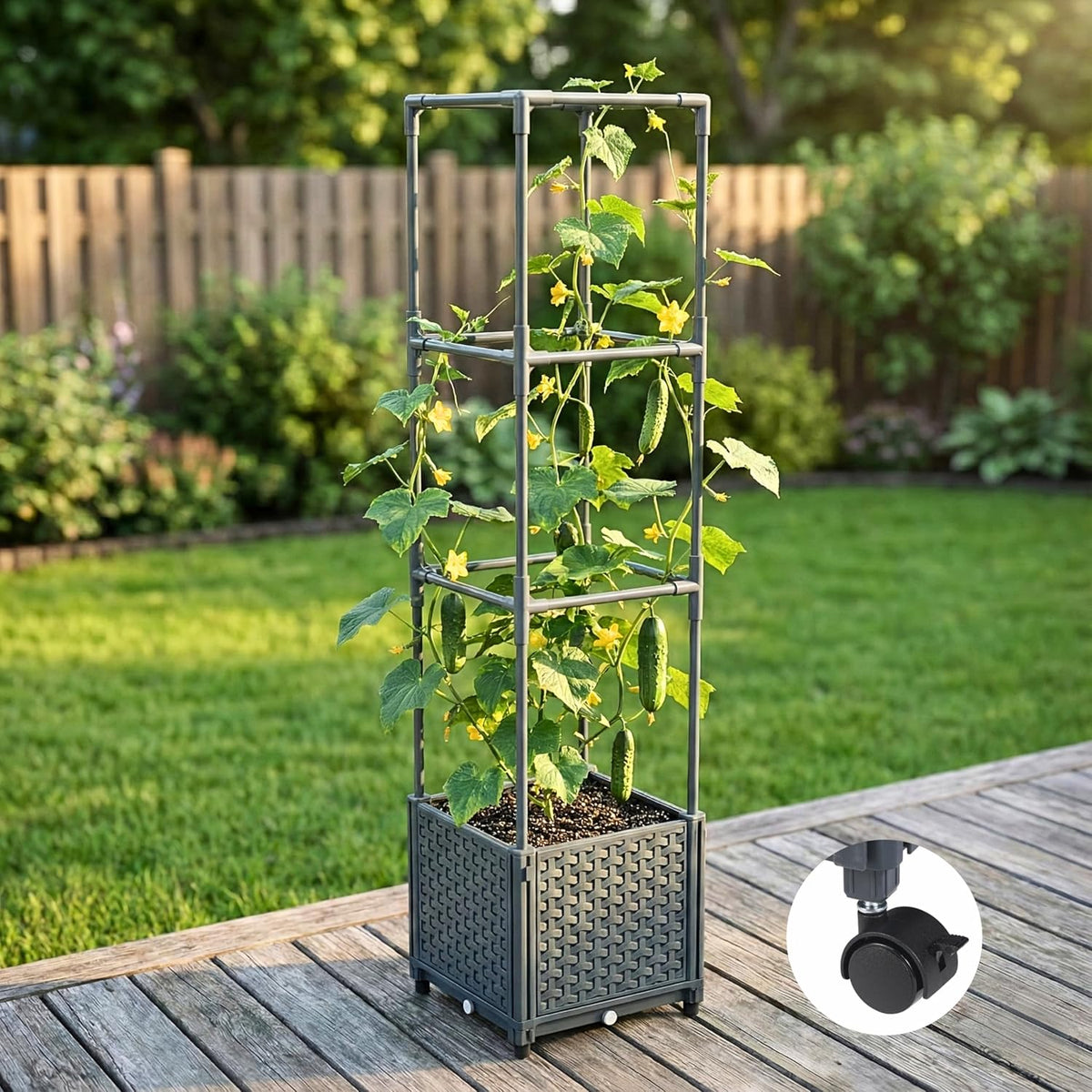 Tomato Planter Box with Trellis 41.3", Tomato Garden Bed with Planters Cage