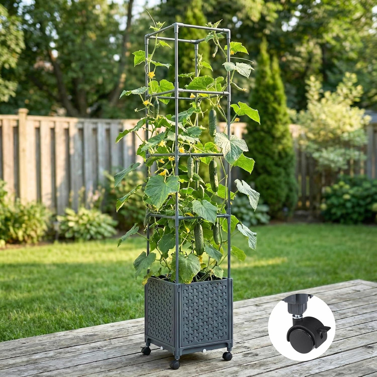 Tomato Planter Box with Trellis 41.3", Tomato Garden Bed with Planters Cage