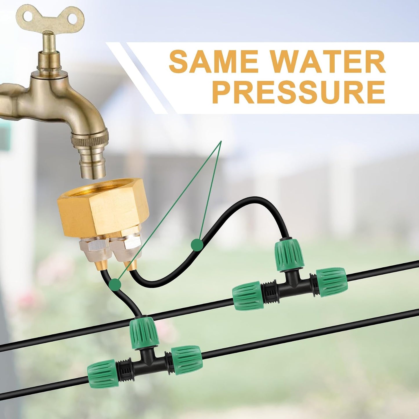 2 Pack Garden Hose Adapter, Solid Brass Standard 3/4" Female Thread to 1/4" Dual Tube Adapter for Water Hose,Convert 3/4" Garden Hose to 1/4" Tube