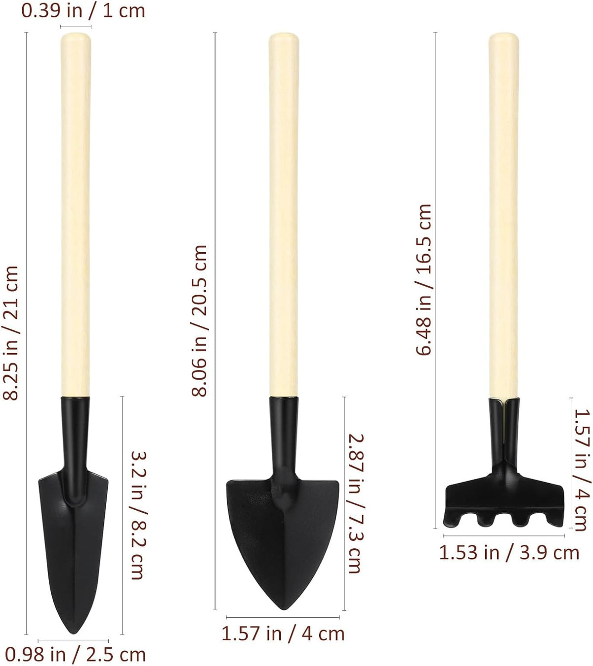 8-Pack Mini Gardening Tool Sets, Metal, Wood