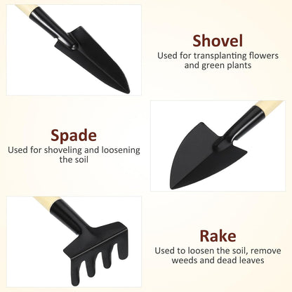 8-Pack Mini Gardening Tool Sets, Metal, Wood