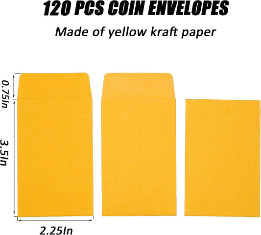 120 Pcs #1 Small Coin Envelopes 2.25" x 3.5" with Gummed Flap