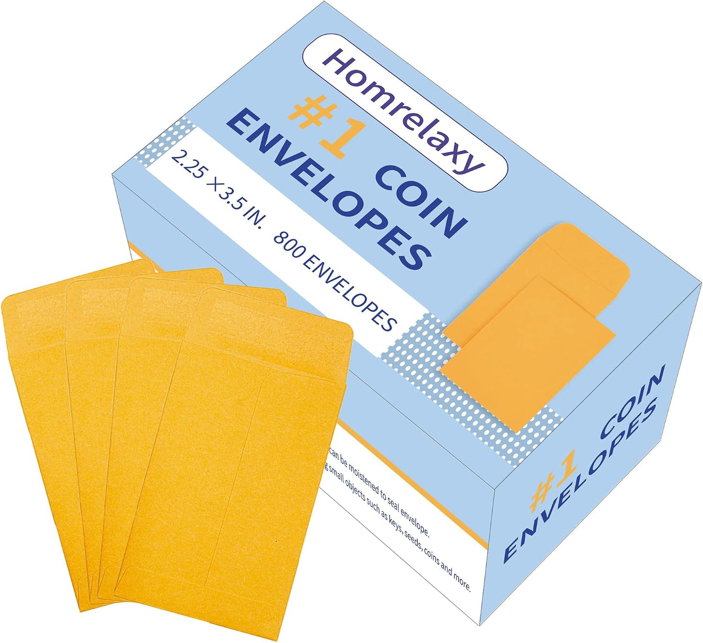 120 Pcs #1 Small Coin Envelopes 2.25" x 3.5" with Gummed Flap