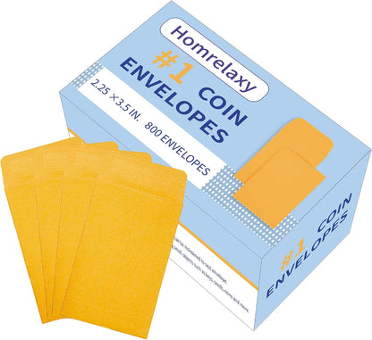 120 Pcs #1 Small Coin Envelopes 2.25" x 3.5" with Gummed Flap