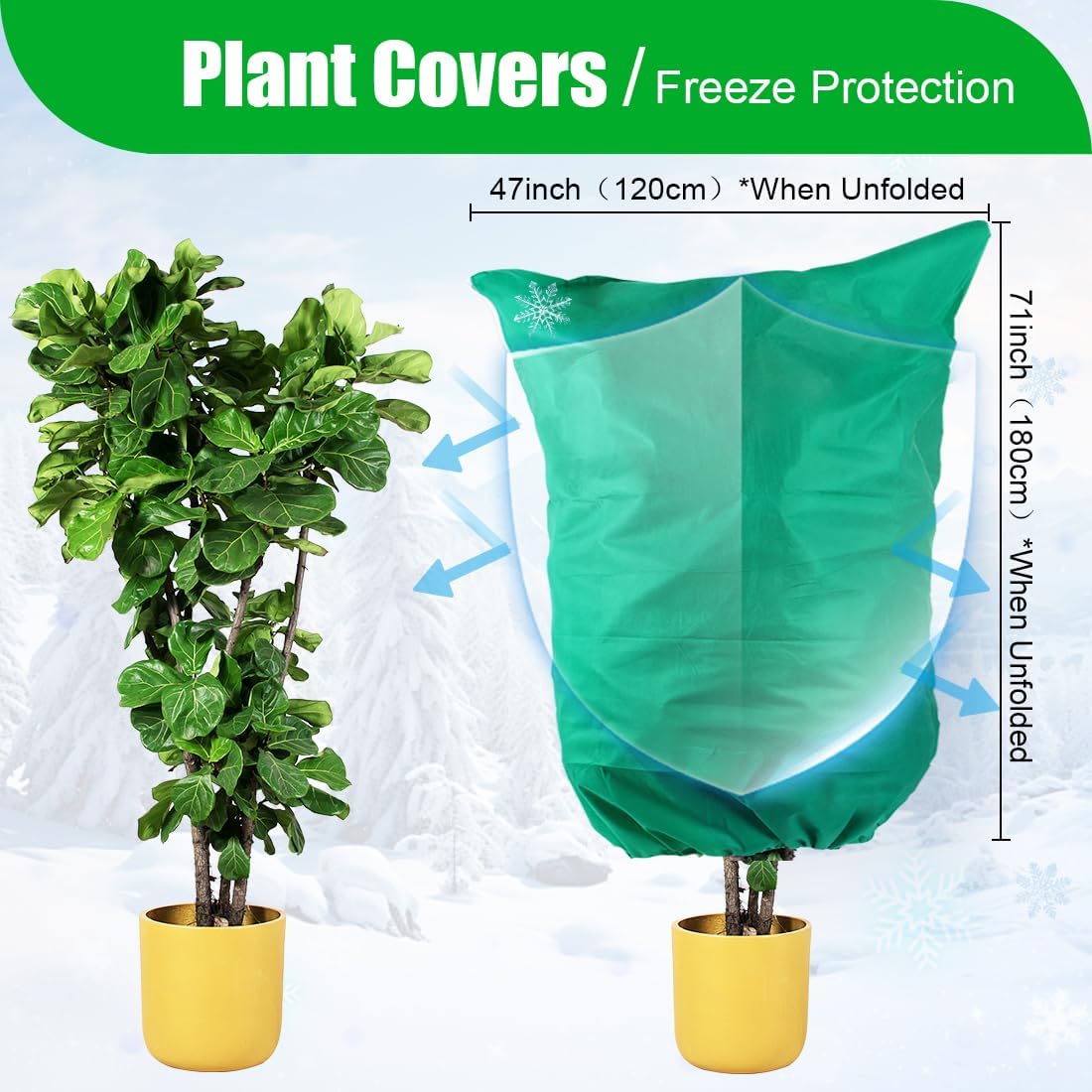 Plant Covers Freeze Protection, 2-Pack Frost Blanket for Trees Shrubs