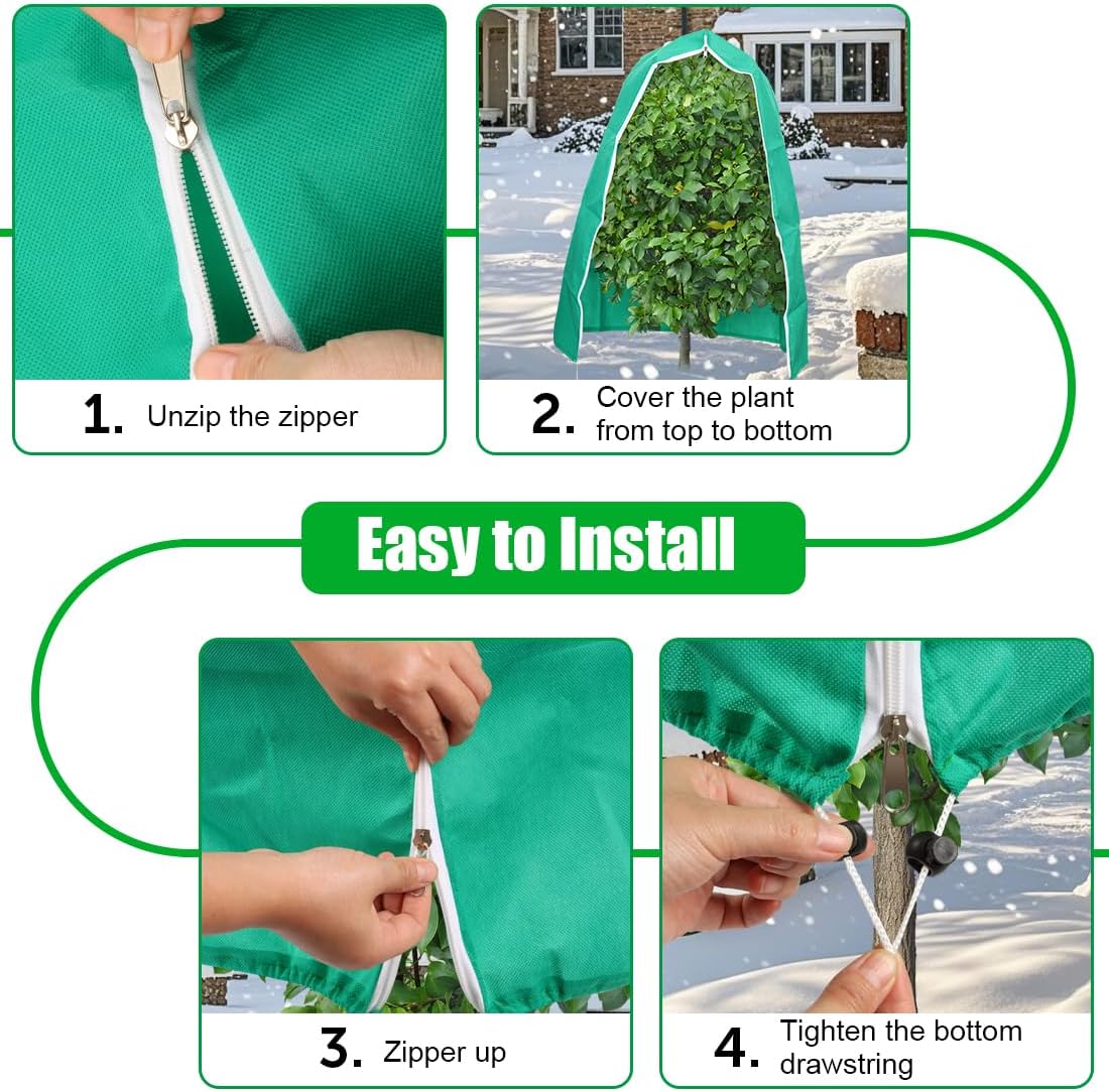 Plant Covers Freeze Protection, 2-Pack Frost Blanket for Trees Shrubs