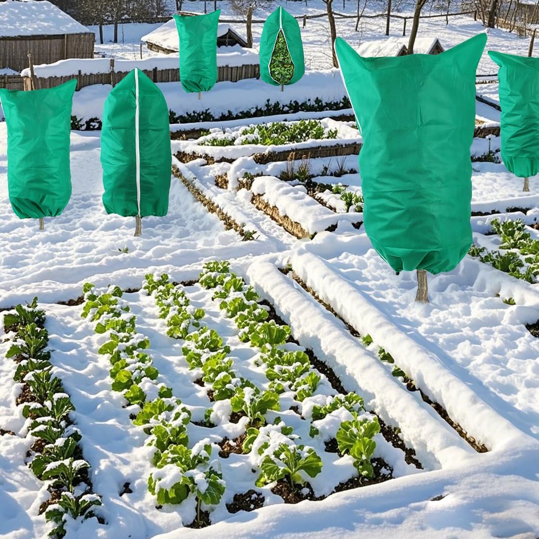 Plant Covers Freeze Protection, 2-Pack Frost Blanket for Trees Shrubs