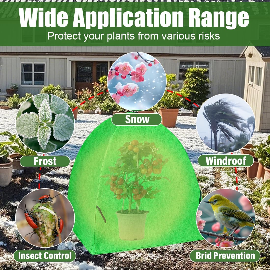 Plant Covers Freeze Protection, 2-Pack Frost Blanket for Trees Shrubs