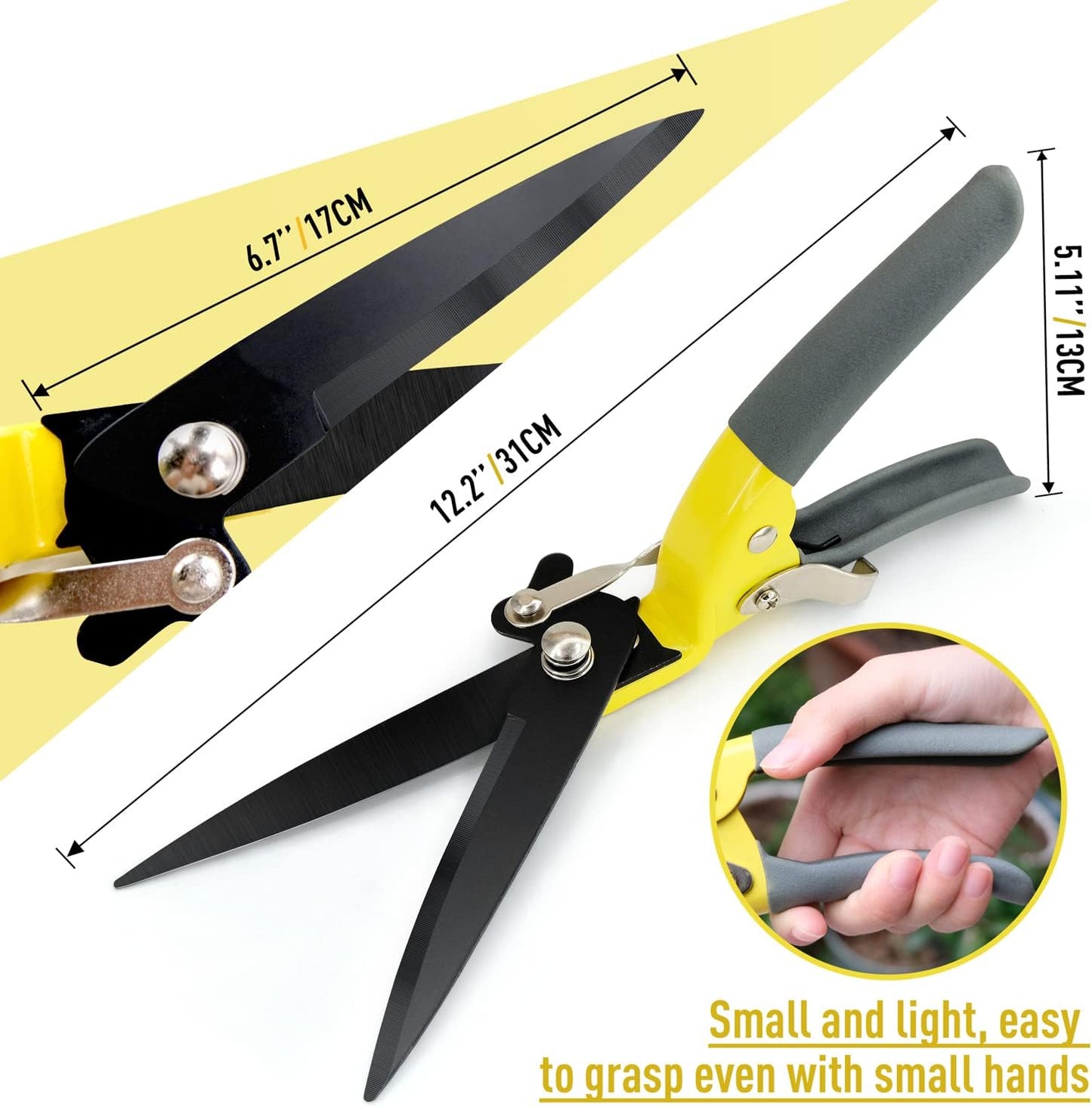 Upgraded Grass Shears, Hand Grass Clippers, Grass Trimming Shears for Garden, Lawn Edges