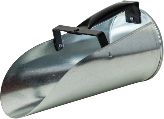 Galvanized Livestock Feed Scoop, 2qt Capacity - Metal Grain & Seed Scoop with Enclosed Easy-Grip Handle, Flat Base & Rust-Resistant Design for Poultry, Birds & Small Animals