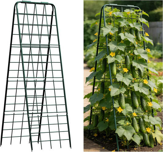 Heavy Duty Trellis for Climbing Plants, 50"x17" Adjustable Height Steel Cucumber Trellis, Powder Coated Metal Garden Trellis for Raised Beds,Tomatoes, Cucumbers & Outdoor Vines