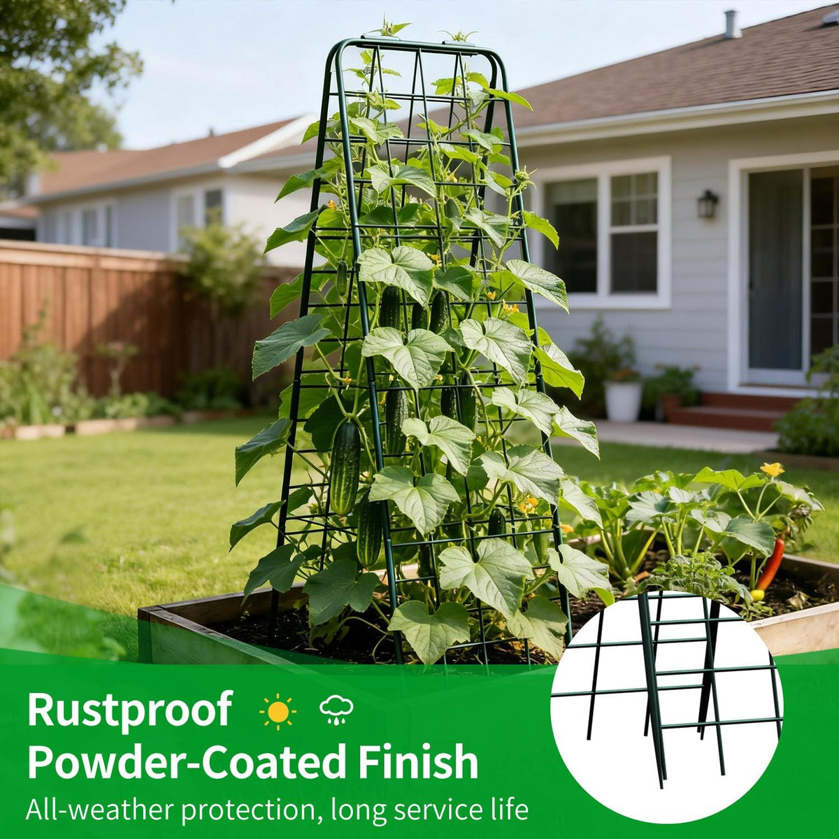 Heavy Duty Trellis for Climbing Plants, 50"x17" Adjustable Height Steel Cucumber Trellis, Powder Coated Metal Garden Trellis for Raised Beds,Tomatoes, Cucumbers & Outdoor Vines