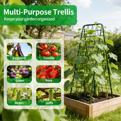 Heavy Duty Trellis for Climbing Plants, 50"x17" Adjustable Height Steel Cucumber Trellis, Powder Coated Metal Garden Trellis for Raised Beds,Tomatoes, Cucumbers & Outdoor Vines